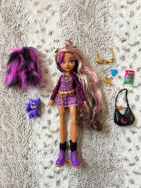 Monster High Styled Doll with Purple Outfit and Accessories